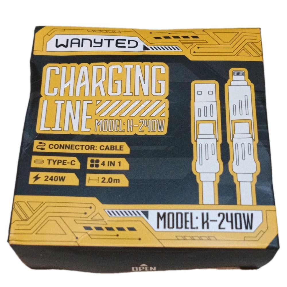 6 ft. WANYTED 4-in-1 240W USB-C to USB Cable 2.0m Black/Yellow K-240W Sealed